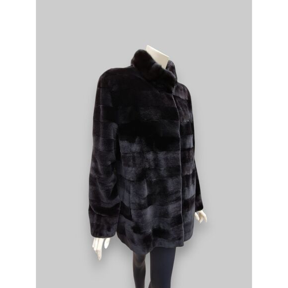 Vintage Black Brown Sheared Mink Reversible Jacket -Medium/Large - Picture 6 of 16